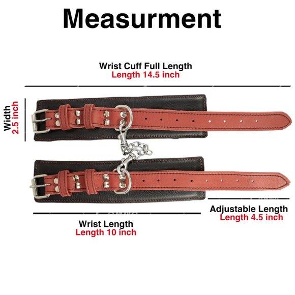 Genuine Cowhide Leather Handcuffs Adjustable Wrist Cuffs BDSM Toys for Couples - Picture 2 of 11